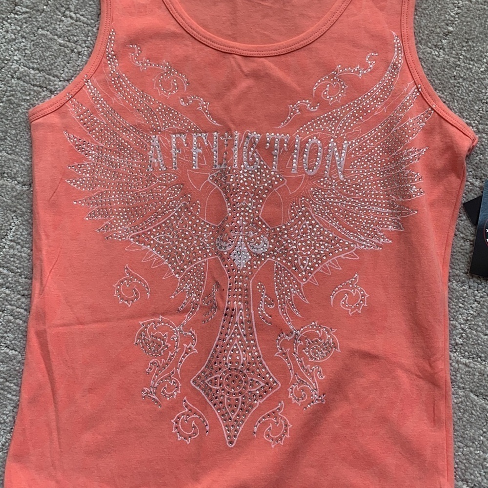 New Affliction Margo Wings Shell Pink Core Collection Sleeveless Tank Bodysuit - Picture 3 of 6